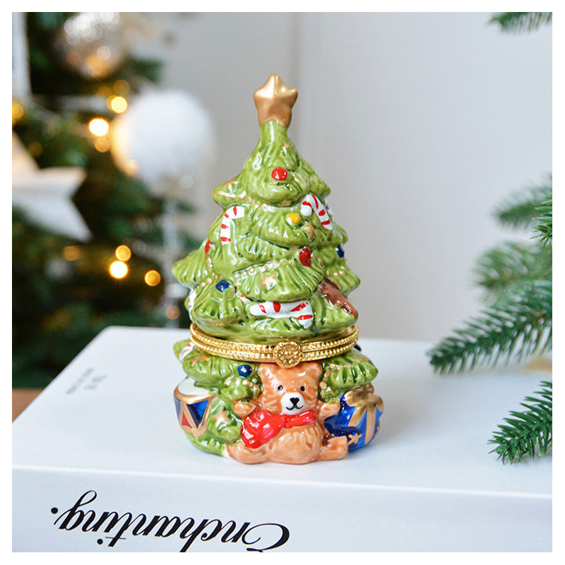 Creative Cute Ceramic Jewelry Box Christmas Tree Bear Aromatherapy Storage Decoration Desktop Decoration Christmas Gift