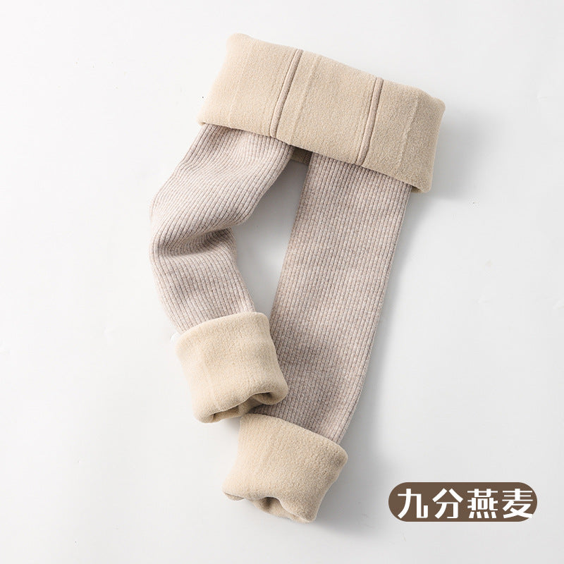 Girls' fleece leggings autumn and winter children's leggings baby warm pants thickened outer wear pantyhose one velvet
