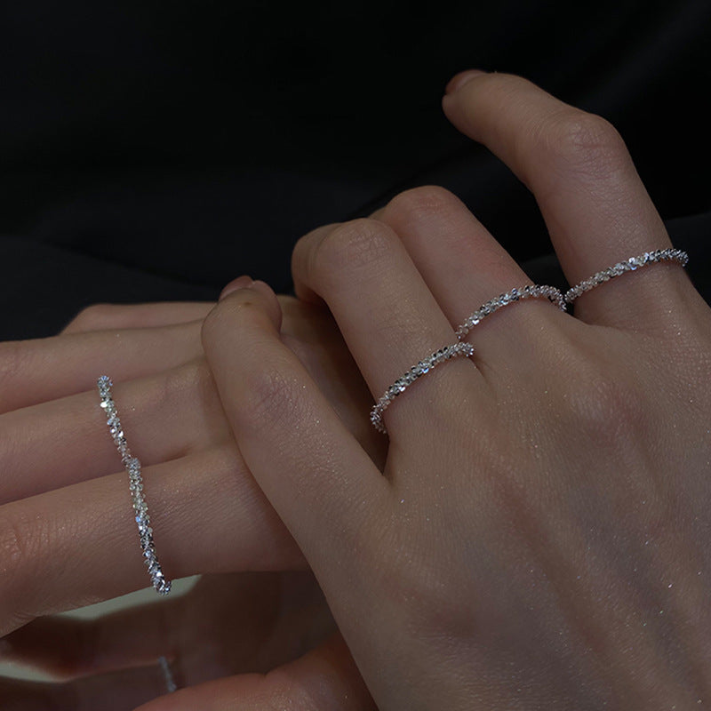 Sparkling ring full body 925 sterling silver starry ring ring ins temperament fashion net red ring tail ring