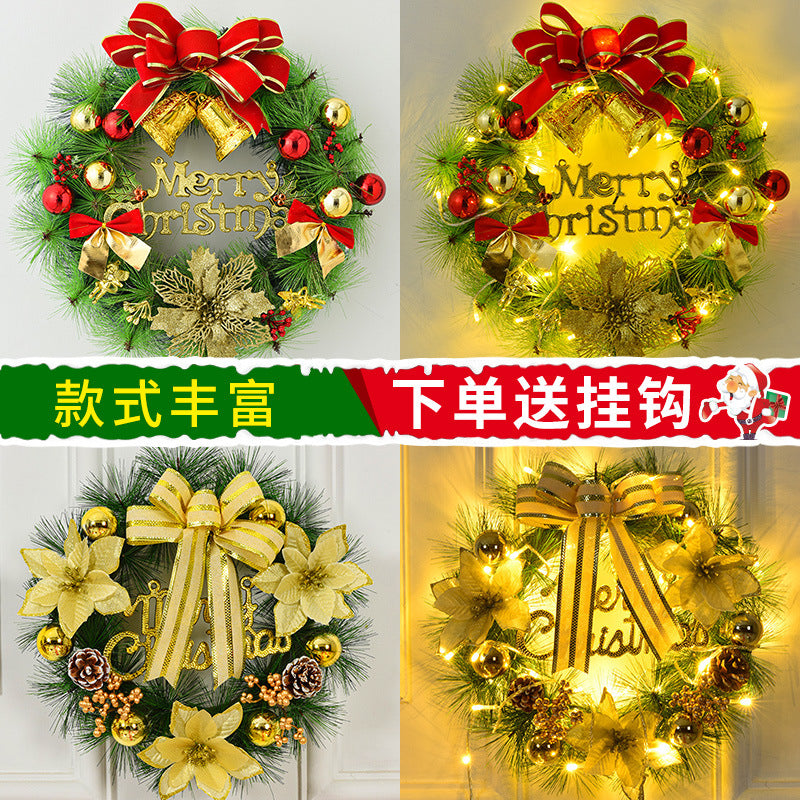 Christmas decorations garland door hanging wreath scene layout Christmas tree circle hanging ornaments door hanging ornaments creative