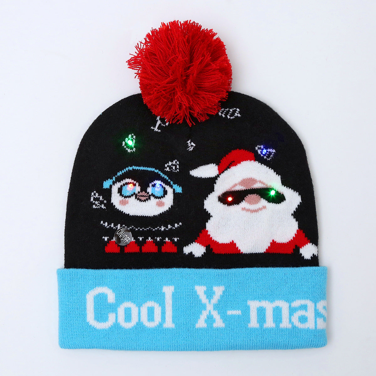 Genuine yarn all acrylic jacquard LED Christmas wool hat autumn and winter warm knitted Christmas hat