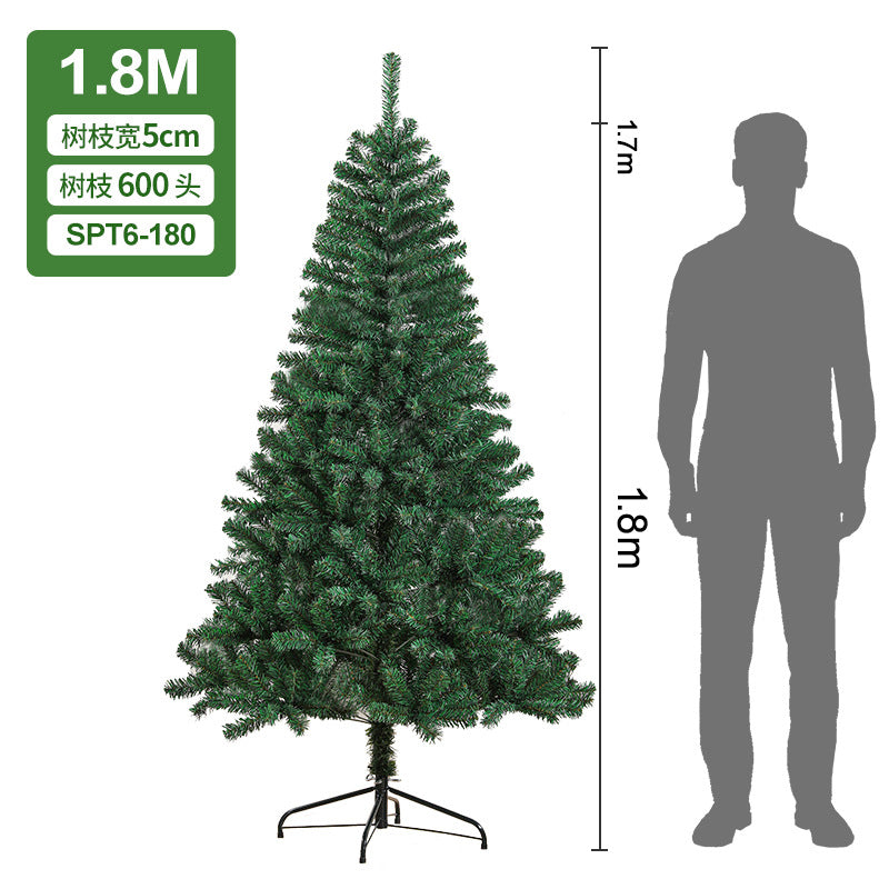 PVC Christmas tree large encrypted green simulation tree 1.5m/1.8m home hotel floor decoration spot