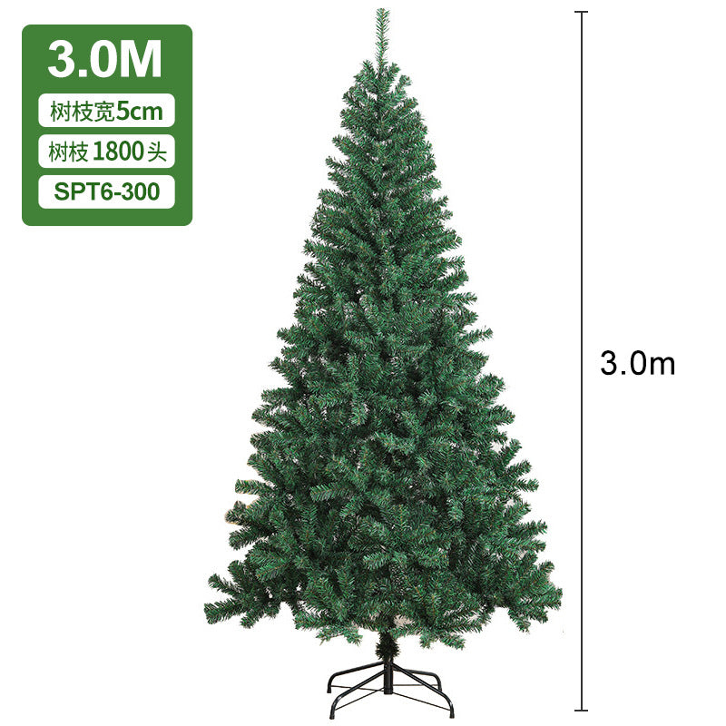 PVC Christmas tree large encrypted green simulation tree 1.5m/1.8m home hotel floor decoration spot