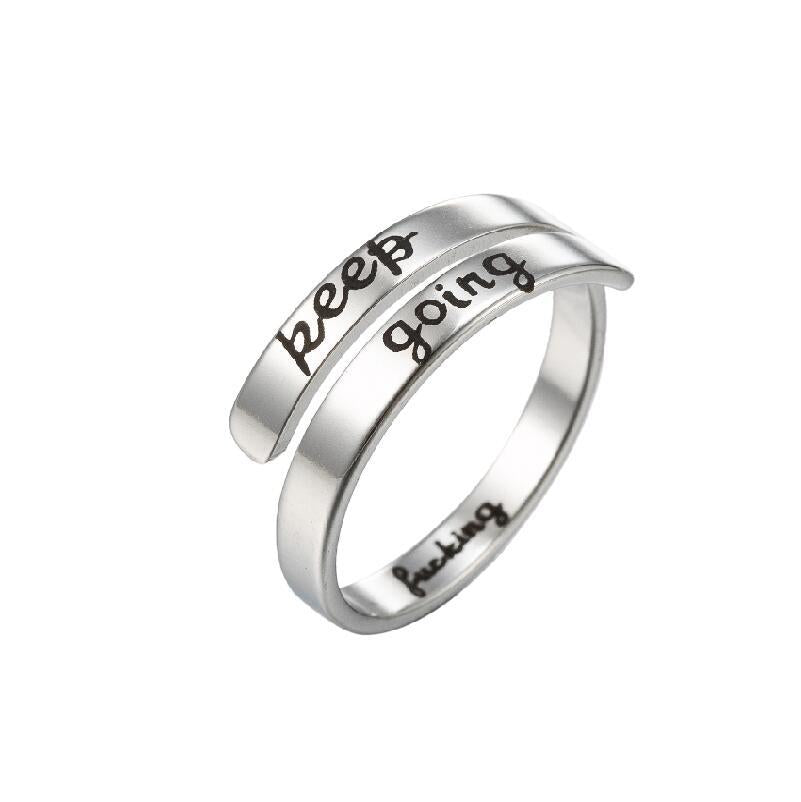 I am enough ring open ring letter ring lettering double ring punk stainless steel ring
