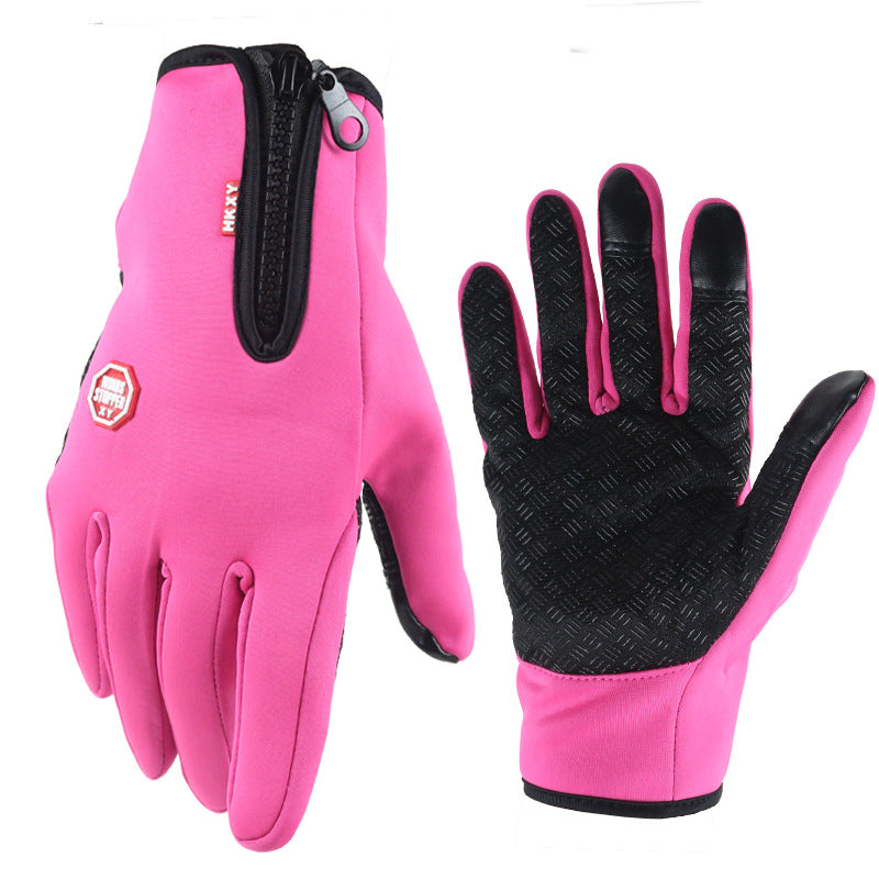 Promotion autumn and winter touch screen gloves cycling men and women fleece outdoor skiing warm waterproof zipper cross-border couple wholesale