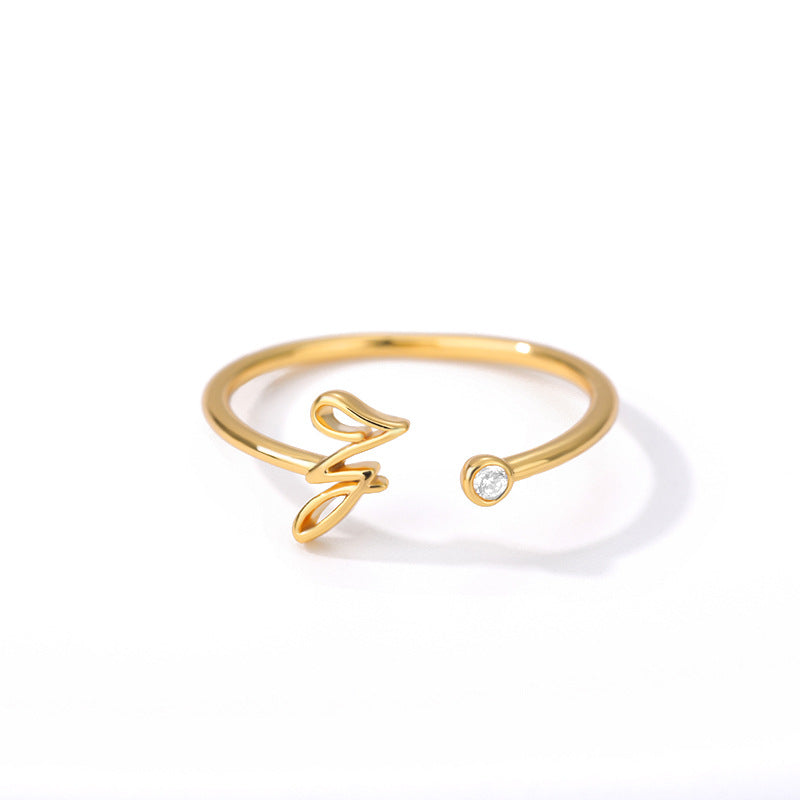 Cross-border simple letter ring English letter ring women's opening adjustable ring name ring spot