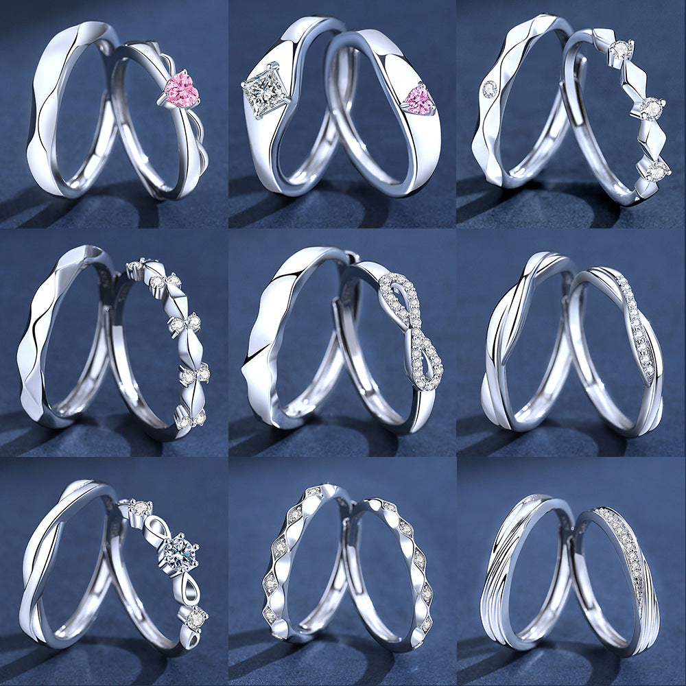 s925 sterling silver couple ring original design light luxury couple ring live ring ring Valentine's Day gift