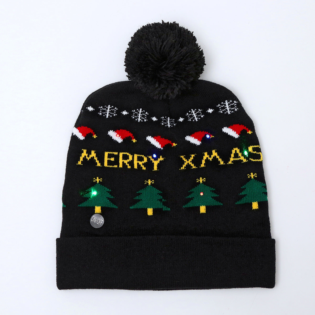 Genuine yarn all acrylic jacquard LED Christmas wool hat autumn and winter warm knitted Christmas hat