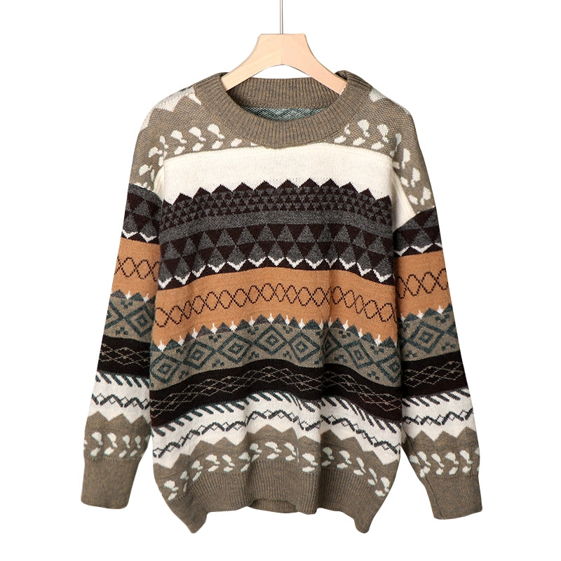 Vintage Sweaters Women Pullover Winter Striped Jumpers Korea