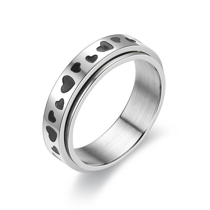 Star Moon Titanium Steel Rotatable Ring Male European and American Stainless Steel Couple Ring Cross-border Explosive Supply