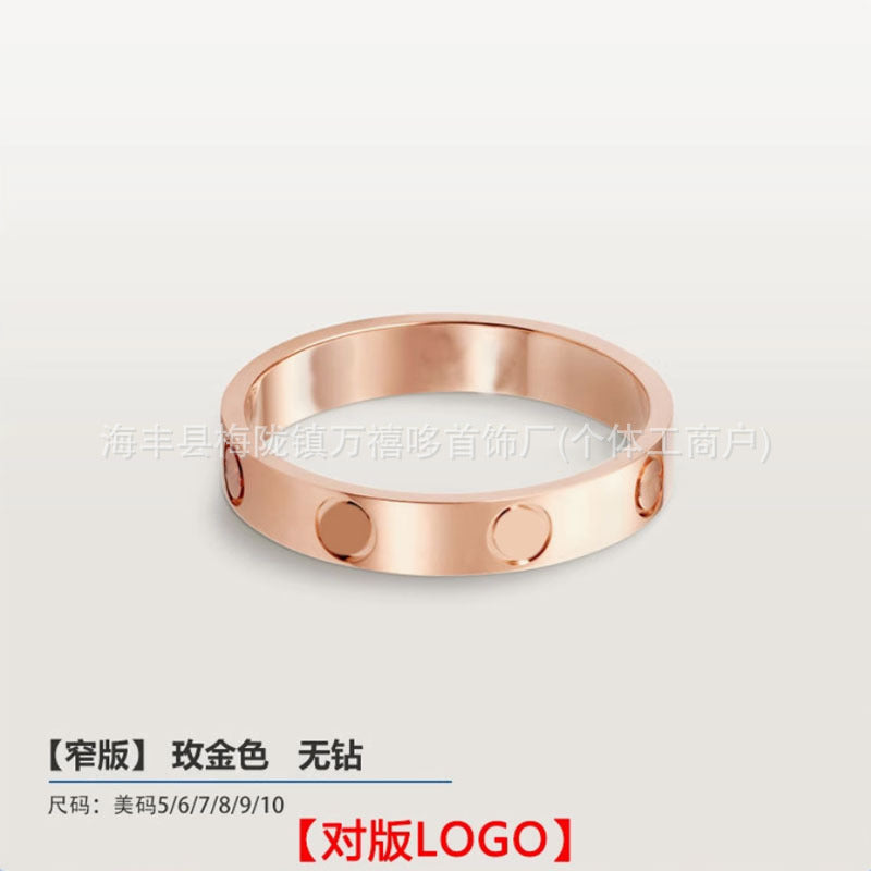 High version of Kajia love ring couple nail ring narrow version men and women rose gold wide version ring finger