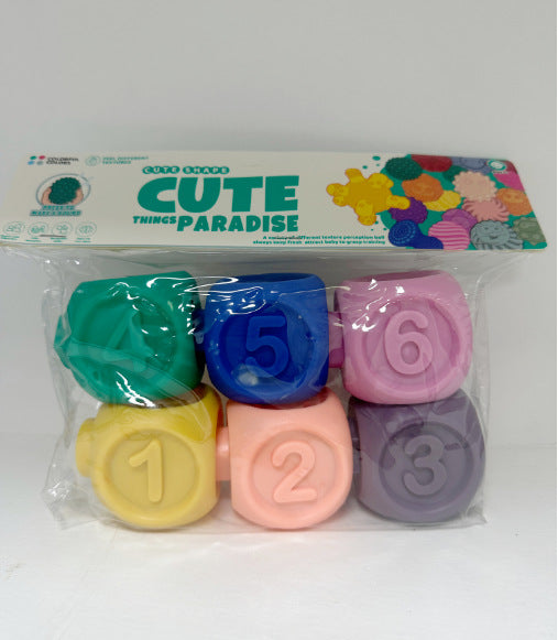 New stacking cup infant soft rubber ball rainbow circle Jenga pinch baby building block toy set