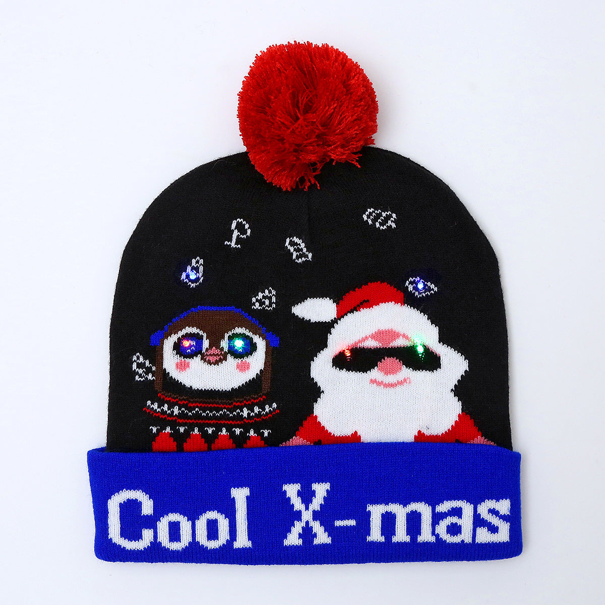 Genuine yarn all acrylic jacquard LED Christmas wool hat autumn and winter warm knitted Christmas hat