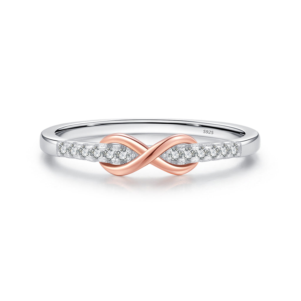 s925 sterling silver Mobius ring diamond ring ins contrast color design rose gold plated ring