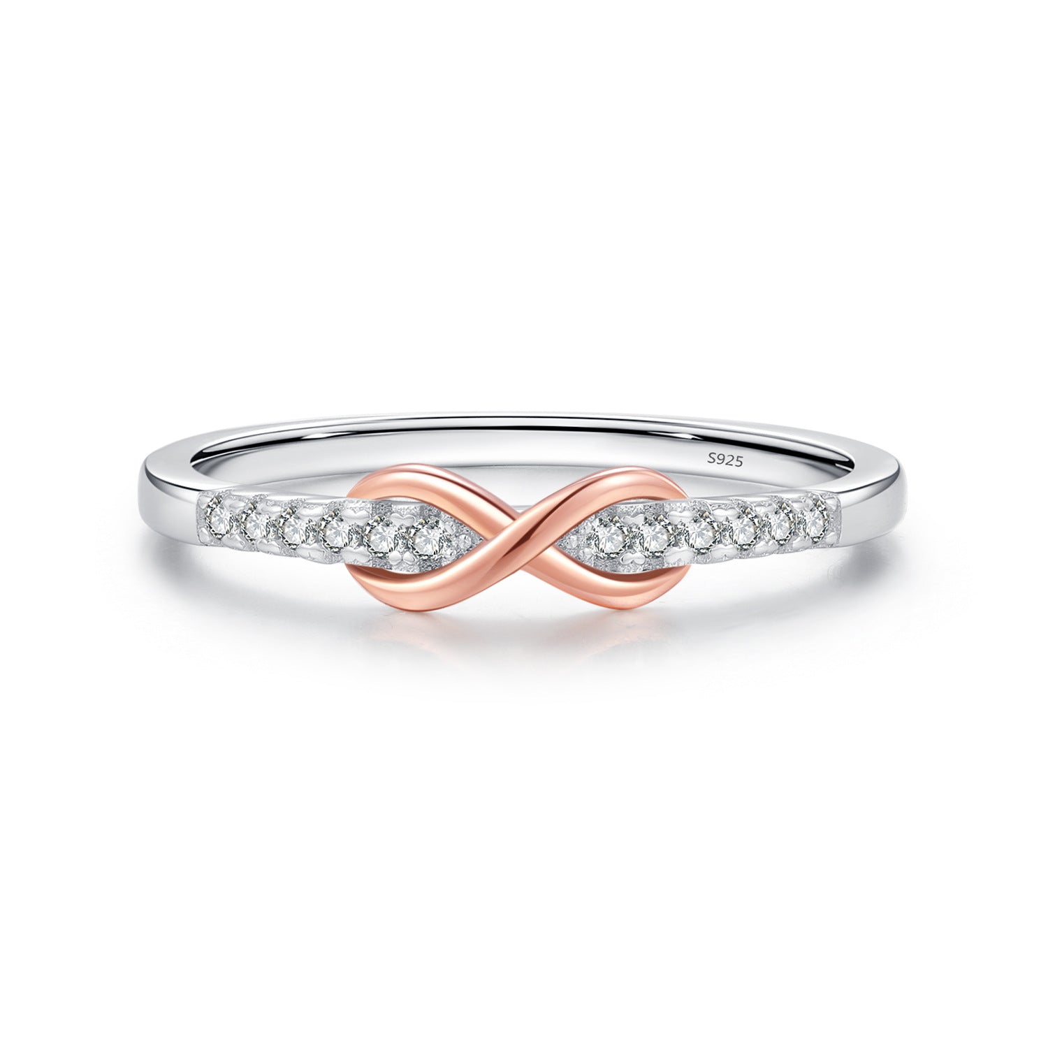 s925 sterling silver Mobius ring diamond ring ins contrast color design rose gold plated ring