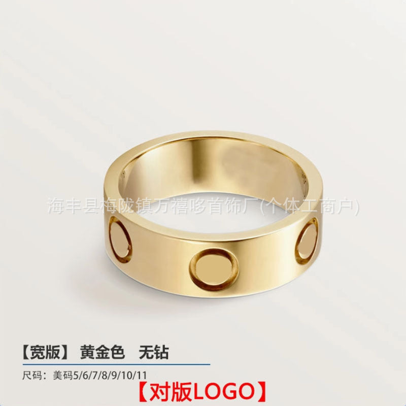 High version of Kajia love ring couple nail ring narrow version men and women rose gold wide version ring finger