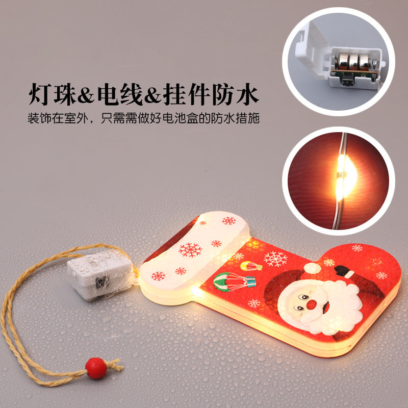 Cross-border LED Snowman Socks Decorative Lights Snowflake Lights Christmas Tree Pendant Christmas Buttons Decorative Light Strings