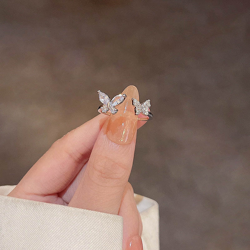 Light luxury high-end design pearl ring female niche ins style exquisite zircon ring open ring hand jewelry