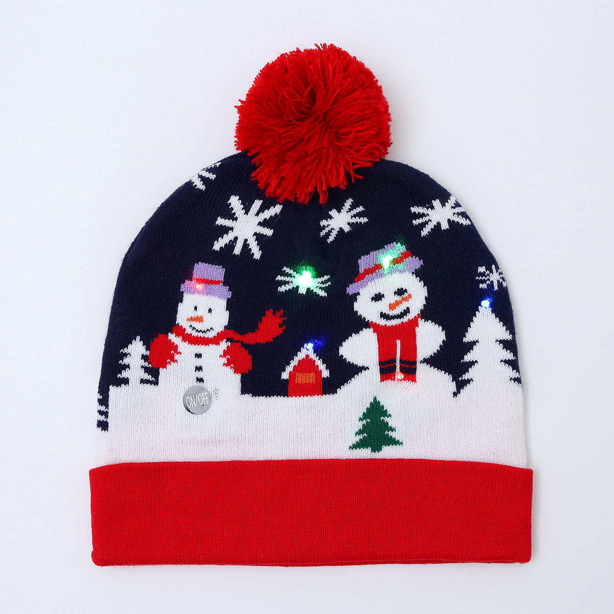 Genuine yarn all acrylic jacquard LED Christmas wool hat autumn and winter warm knitted Christmas hat