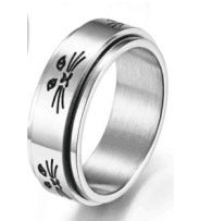 Star Moon Titanium Steel Rotatable Ring Male European and American Stainless Steel Couple Ring Cross-border Explosive Supply
