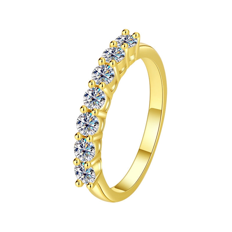 D color moissanite S925 silver ring female seven princesses stacking ring diamond ring stacking fashion ring wholesale