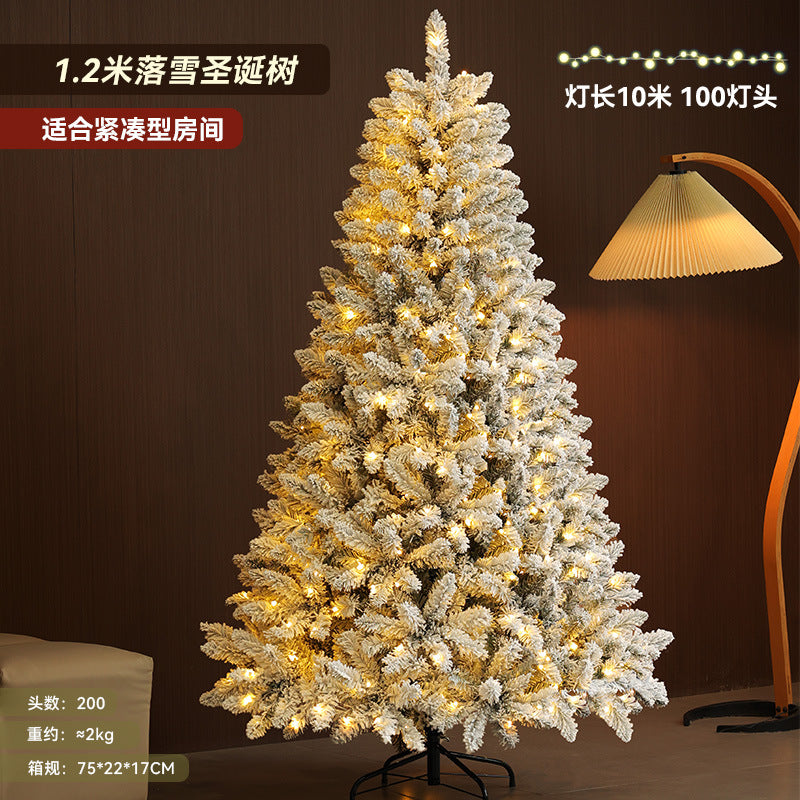 Cross-border Christmas Snow Flocked Encrypted Glowing Christmas Tree Ornaments Christmas Decorations Christmas Tree Source Factory