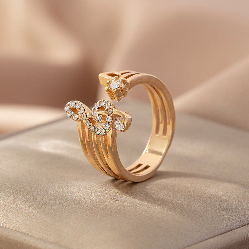 Cross-border new product European and American alloy geometric note ring opening adjustable music ring manufacturer sales