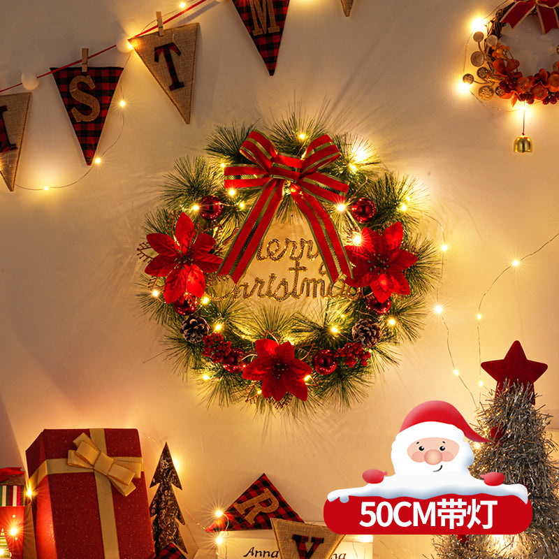 Christmas decorations garland door hanging wreath scene layout Christmas tree circle hanging ornaments door hanging ornaments creative