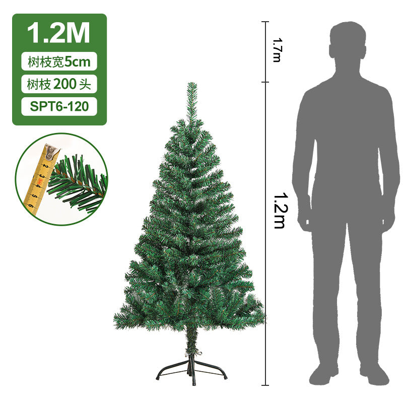 PVC Christmas tree large encrypted green simulation tree 1.5m/1.8m home hotel floor decoration spot