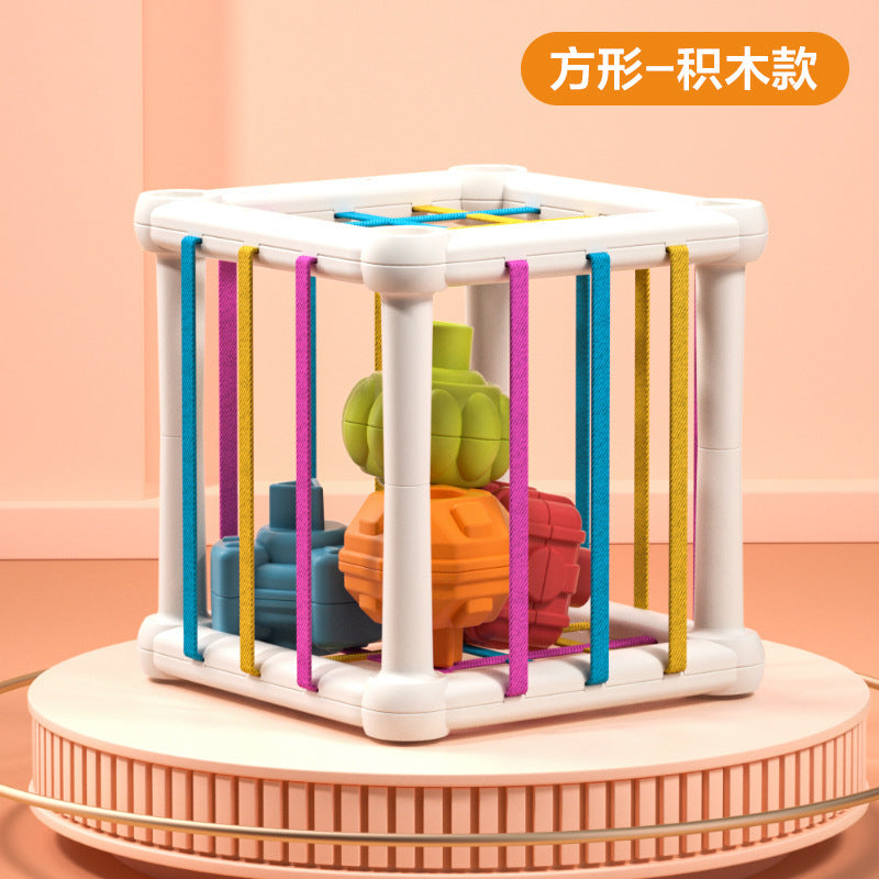 New stacking cup infant soft rubber ball rainbow circle Jenga pinch baby building block toy set