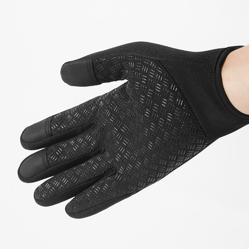 Windproof gloves, winter cycling gloves, touchscreen gloves, water cycling gear, outdoor fleece-lined cold-proof ski gloves