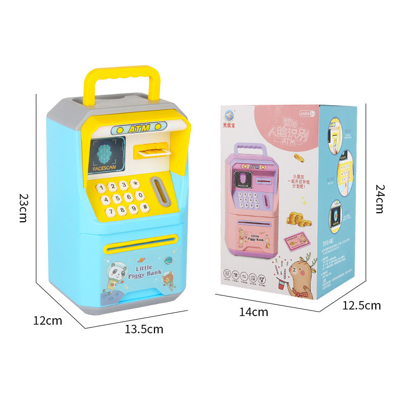 Simulation face recognition ATM machine portable piggy bank simulation password automatic money safe piggy bank toy