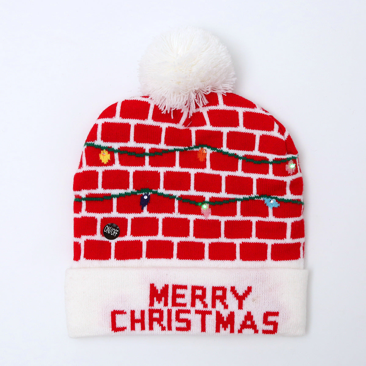 Genuine yarn all acrylic jacquard LED Christmas wool hat autumn and winter warm knitted Christmas hat