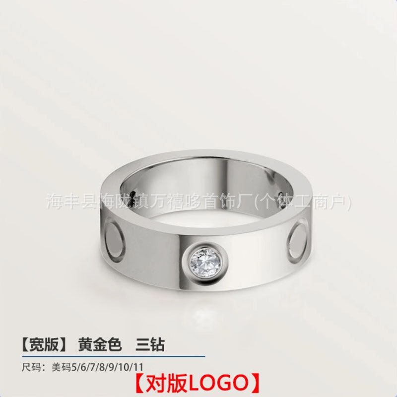 High version of Kajia love ring couple nail ring narrow version men and women rose gold wide version ring finger