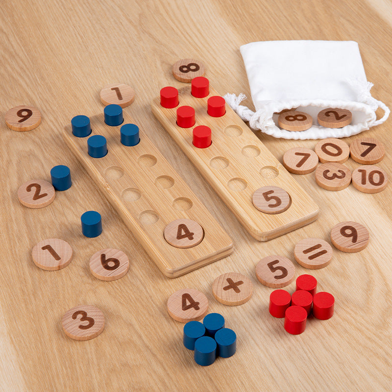 Wooden ten-grid array number sense enlightenment teaching aids addition and subtraction arithmetic children's early education mathematics artifact educational Montessori toys