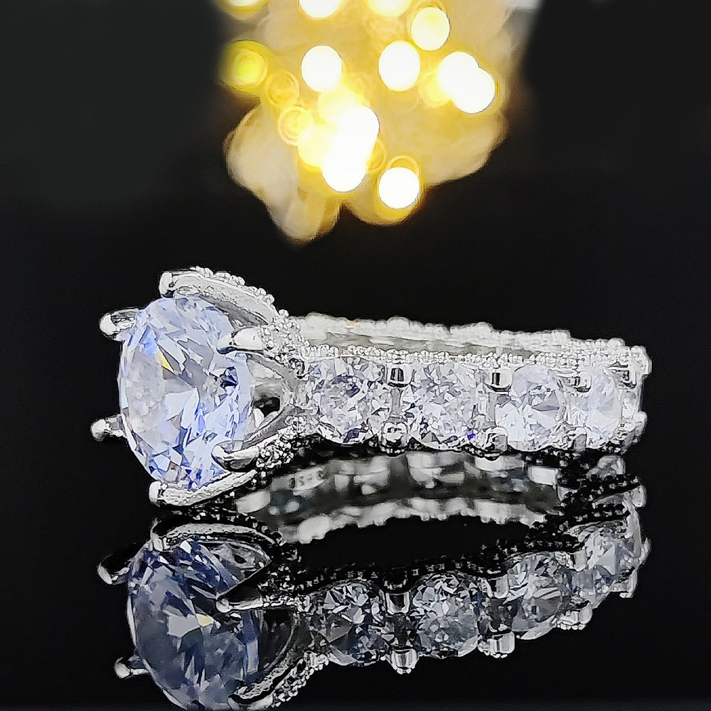 Ring niche simple ladies flower language imitation diamond wedding ring copper inlaid zircon ring jewelry hot sale r6014