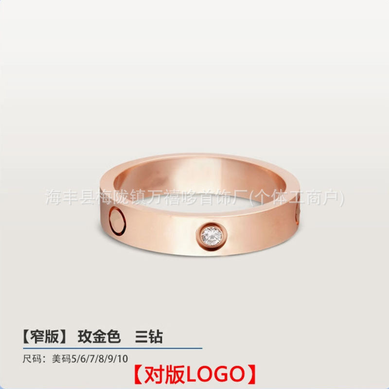 High version of Kajia love ring couple nail ring narrow version men and women rose gold wide version ring finger