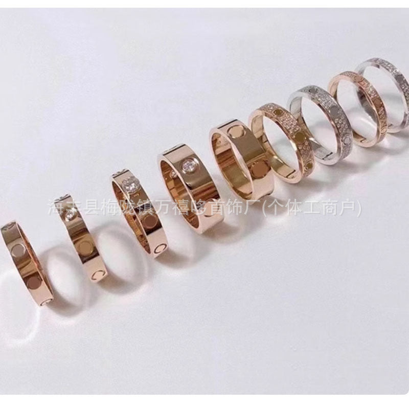 High version of Kajia love ring couple nail ring narrow version men and women rose gold wide version ring finger