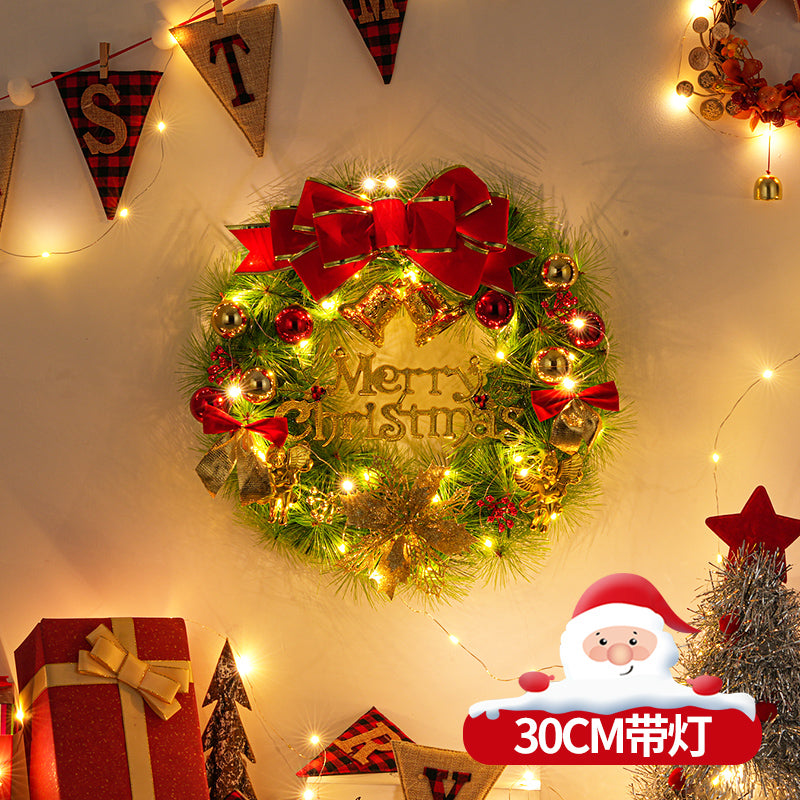 Christmas decorations garland door hanging wreath scene layout Christmas tree circle hanging ornaments door hanging ornaments creative