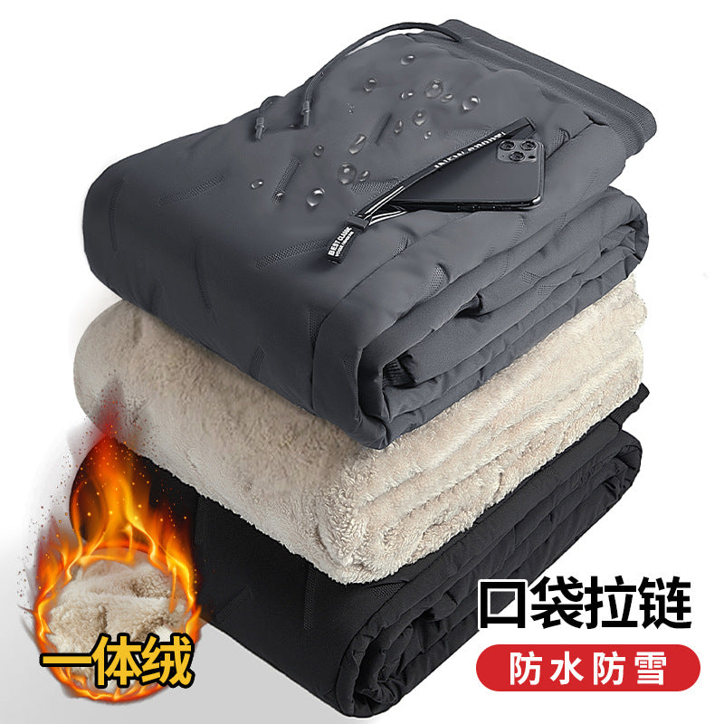 Cross-border plus velvet men's winter trousers three-layer thickened autumn and winter cotton trousers large size men's outerwear sports casual trousers men