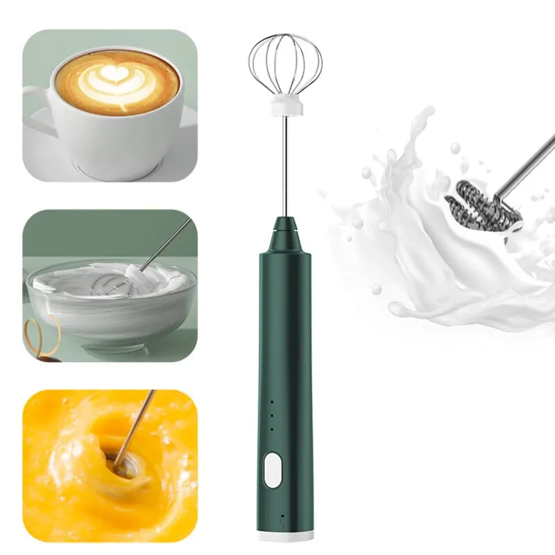 1 PCS USB Rechargeable Handheld Egg Beater 3 Speeds Electric Milk