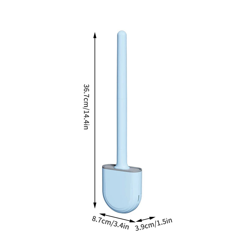 1 Wall Hanging Long Handle Toilet Brush, Silicone Cleaning Brush,