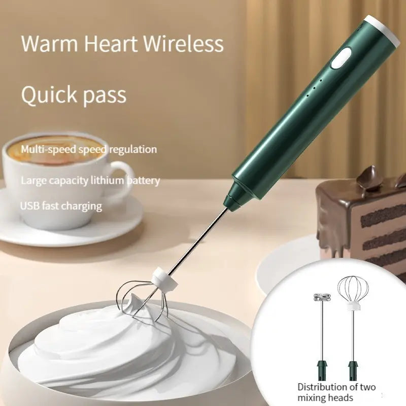 1 PCS USB Rechargeable Handheld Egg Beater 3 Speeds Electric Milk