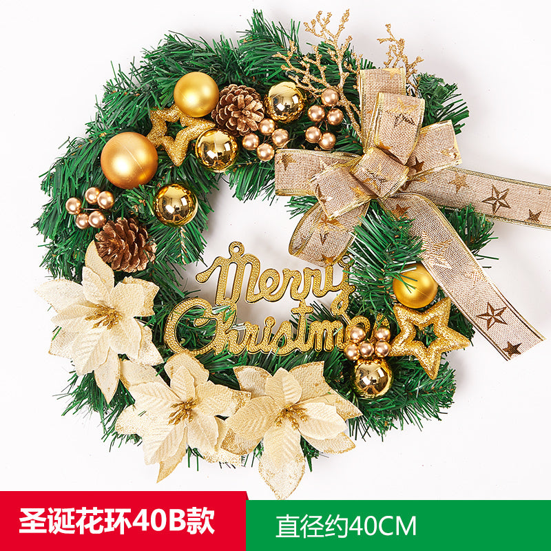 Christmas decorations garland door hanging wreath scene layout Christmas tree circle hanging ornaments door hanging ornaments creative