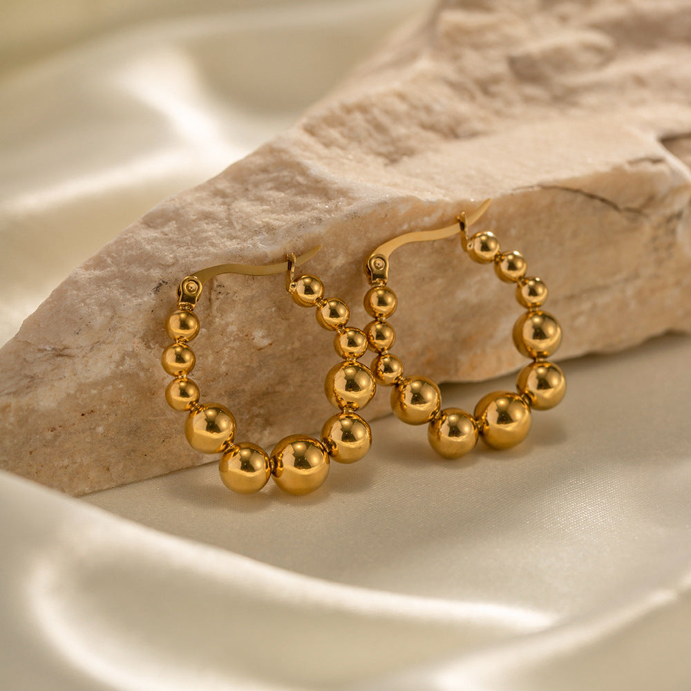 Stainless Steel Bead Eardrop Earring