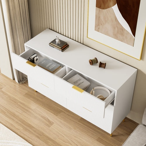 Elegant Sideboard With Modern Design, Chest Of Drawers And Plenty Of Storage Space, Golden Handles