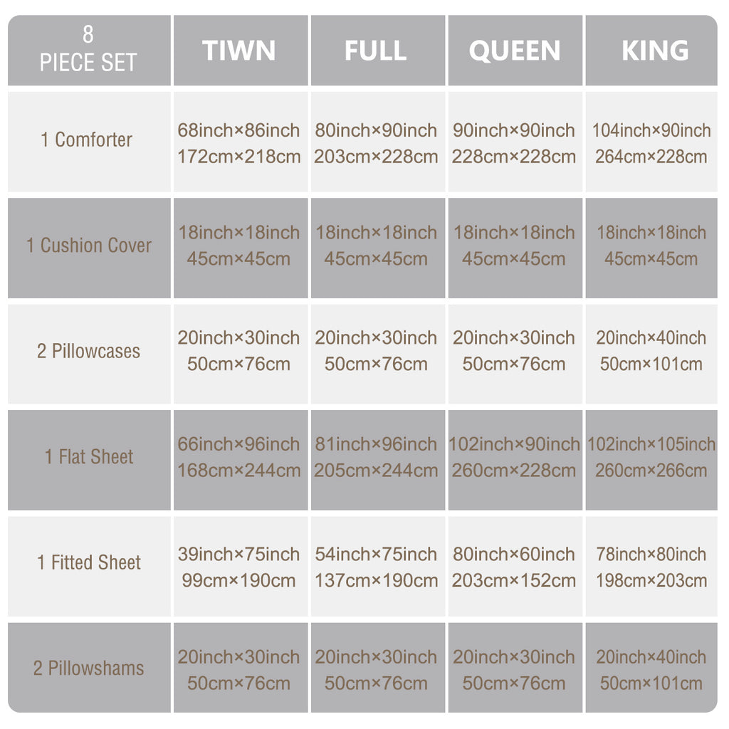 Cherry Blossom Pattern Comforter Set 8PCS Twin Size Soft Bedding Set,1 Comforter,1 Pilow Cover,1 Flat Sheet,1 Fitted Sheet,4 Cushion Cover