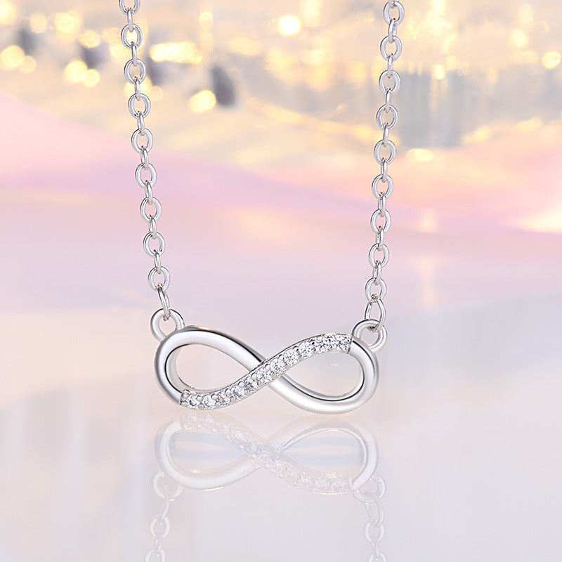 Japanese And Korean Sweet Art Micro Rhinestone 8-shaped Clavicle Necklace
