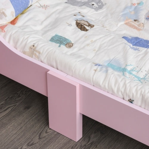HOMCOM Kids Toddler Bed Princess Crown Theme Safety Side Rails Slats Home Bedroom Furniture Boys Girls 3-6 Yrs  143 X 73 X 60 Cm