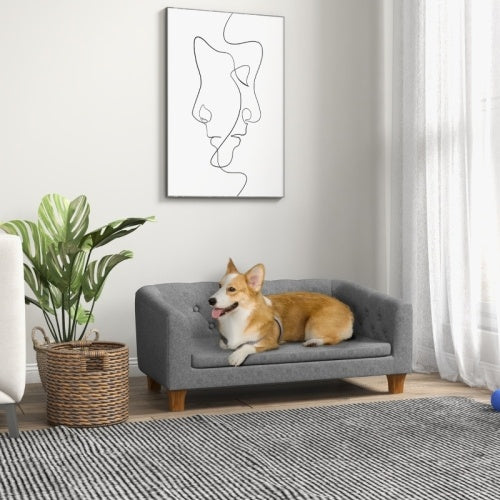 PawHut Dog Sofa Bed W  Soft Cushion For Medium Dogs - Grey